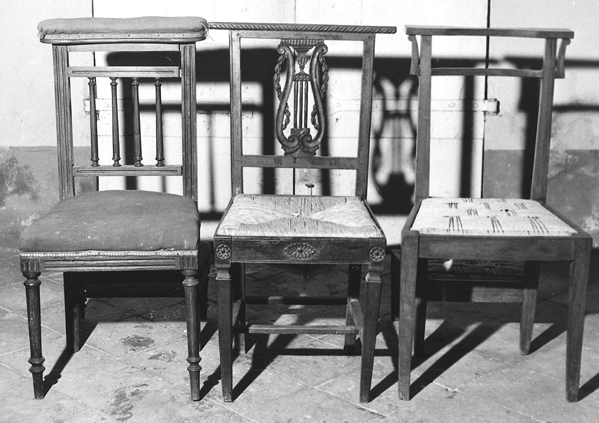 sedia con inginocchiatoio, serie - ambito parmense (prima metà sec. XIX)