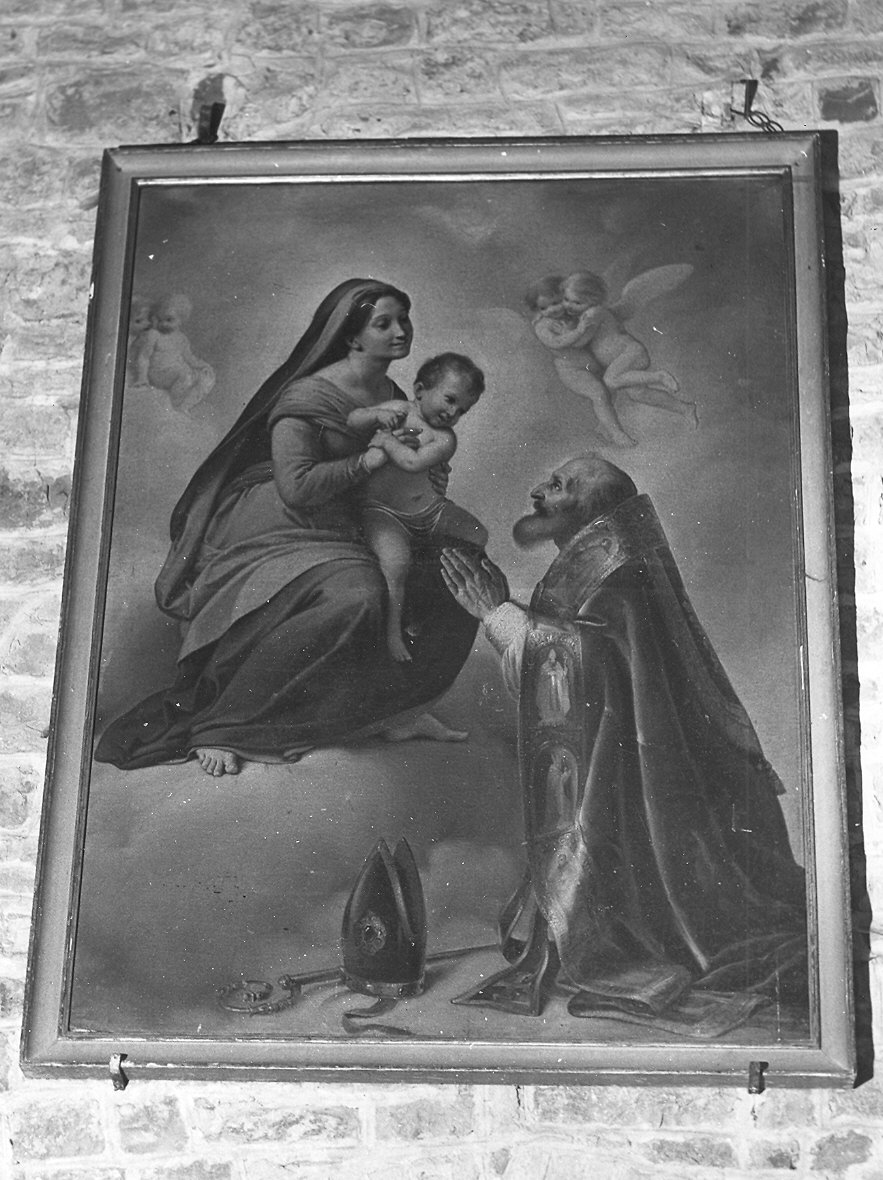 Madonna con Bambino e Sant'Ilario (dipinto) di Scaramuzza Francesco (sec. XIX)