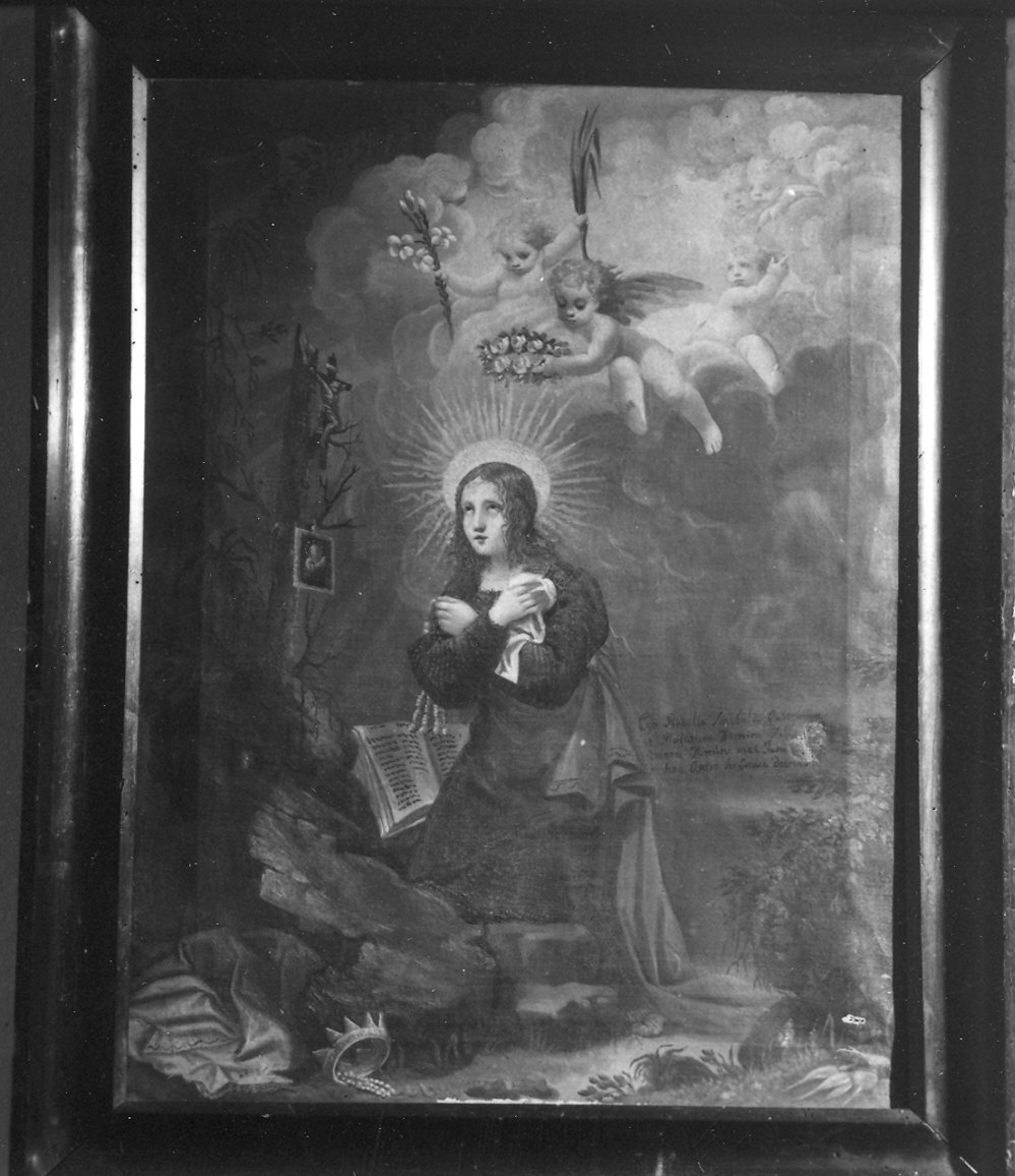 Santa Rosalia eremita nella caverna (dipinto) - ambito parmense (sec. XIX)