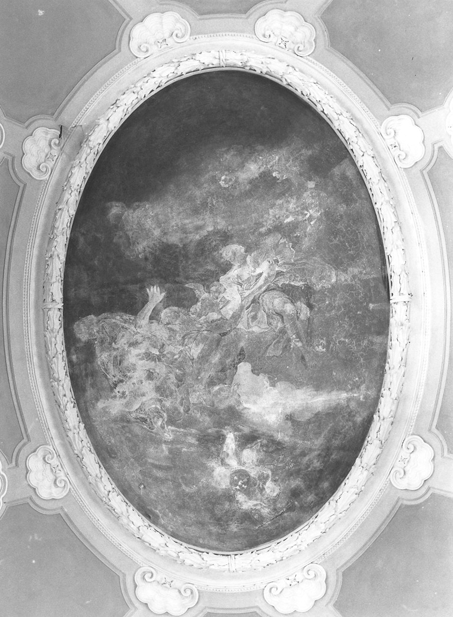 figura femminile panneggiata (decorazione plastico-pittorica) di Draghi Giovanni Evangelista detto Piacentino (attribuito) (fine/inizio secc. XVII/ XVIII)