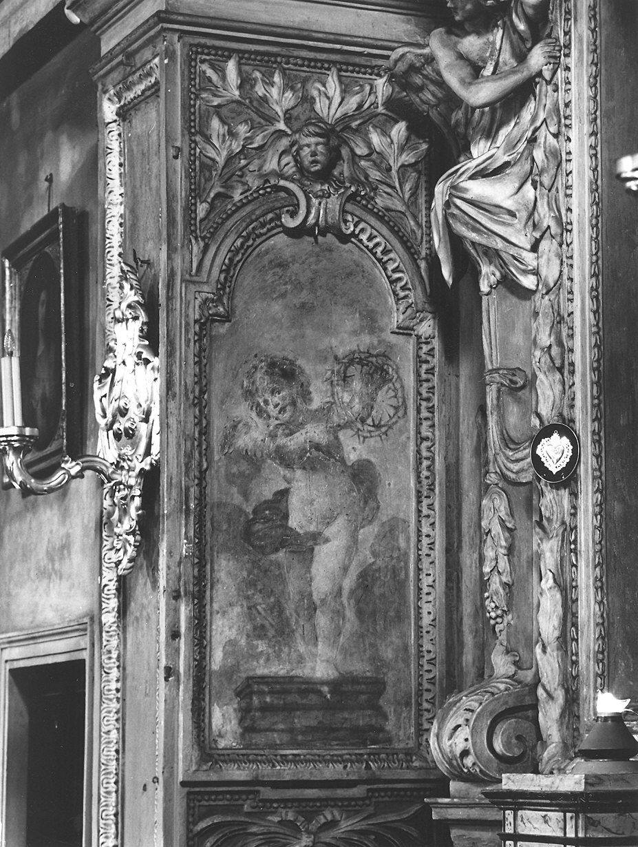 angeli con i simboli della passione/ angelo reggente il velo della Veronica (dipinto) di De Longe Robert detto Fiammingo (attribuito) (sec. XVII)