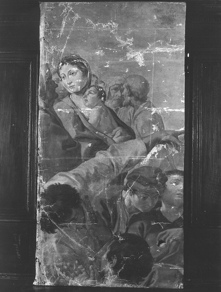 scena di folla con figure femminili e figure maschili (dipinto) di Bresciani Antonio (fine sec. XVIII)