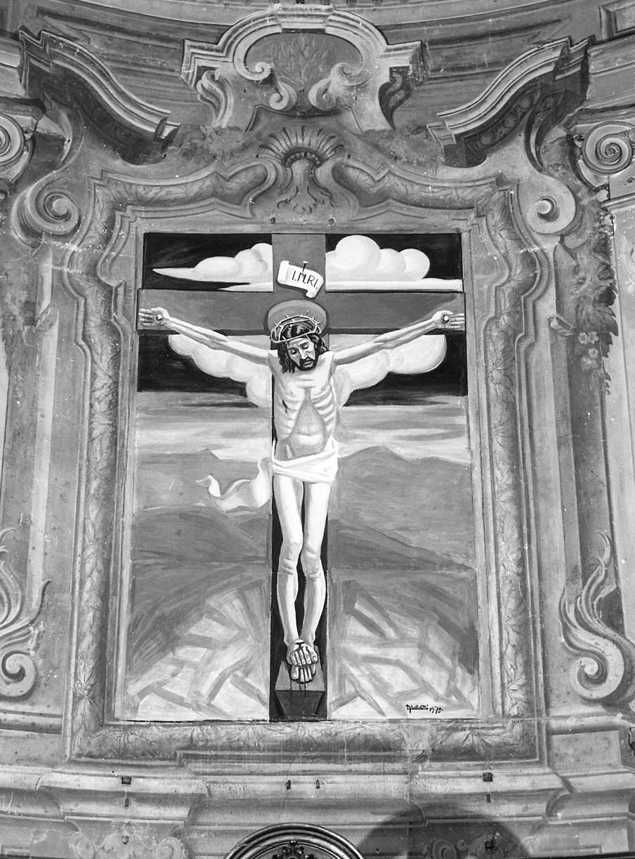 Cristo crocifisso (dipinto) di Ricchetti Luciano (metà sec. XX)