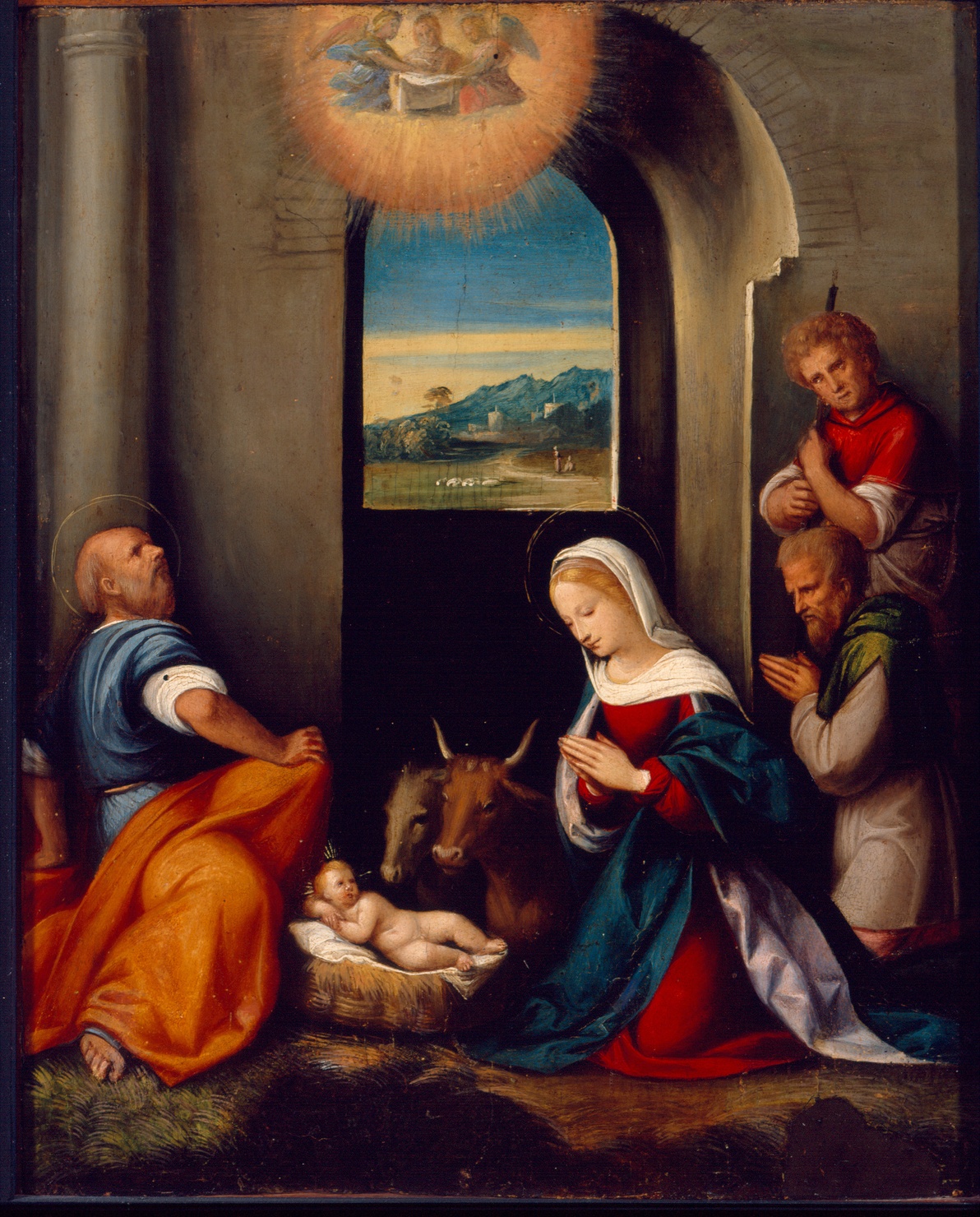 Natività con pastori (dipinto) di Tisi Benvenuto detto Garofalo (sec. XVI)