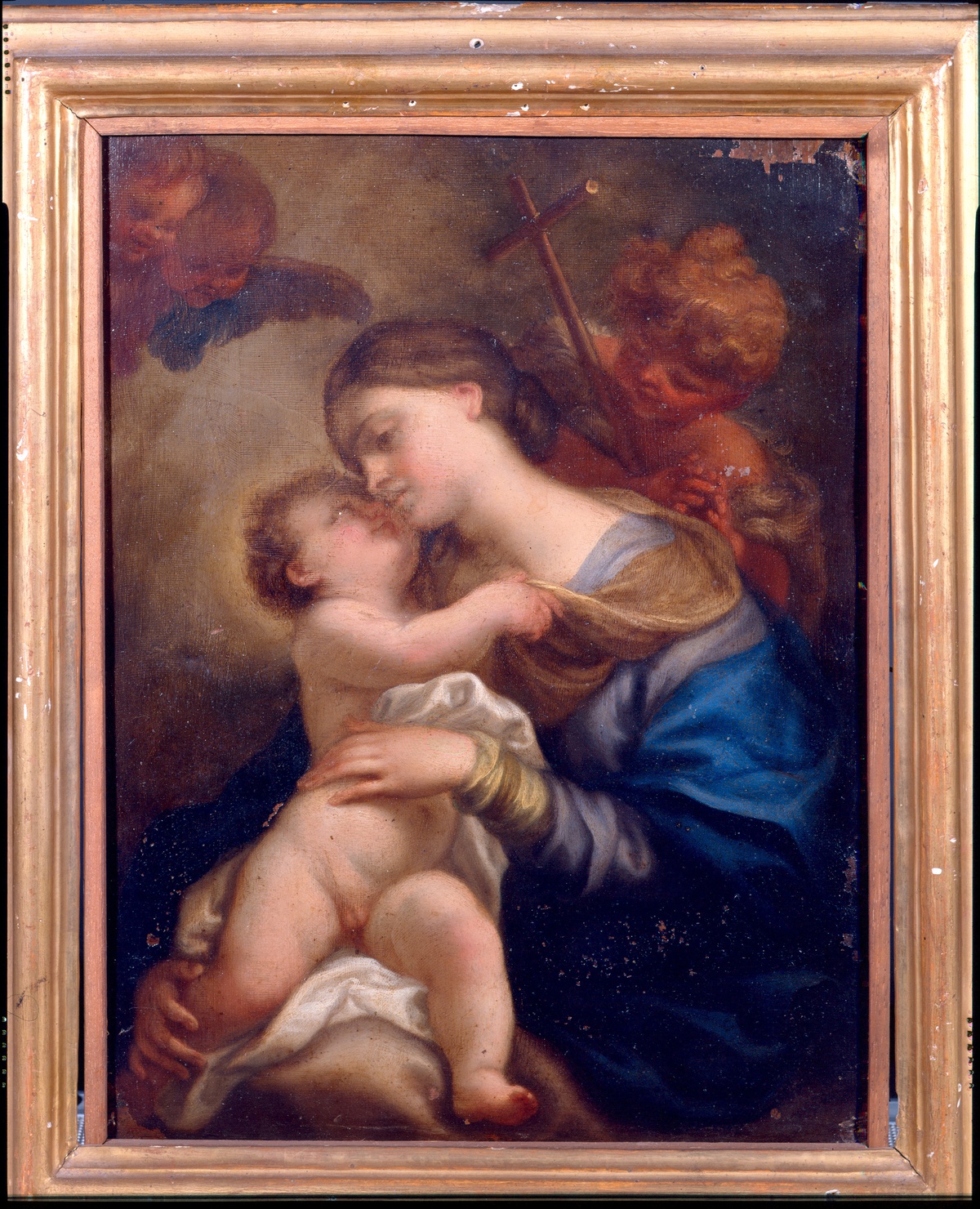 Madonna con Bambino e San Giovannino (dipinto) di Piola Domenico (e aiuti) (sec. XVII)