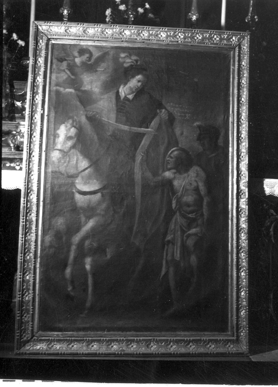 San Martino dona parte del mantello al povero (dipinto) - ambito emiliano (inizio sec. XVII)