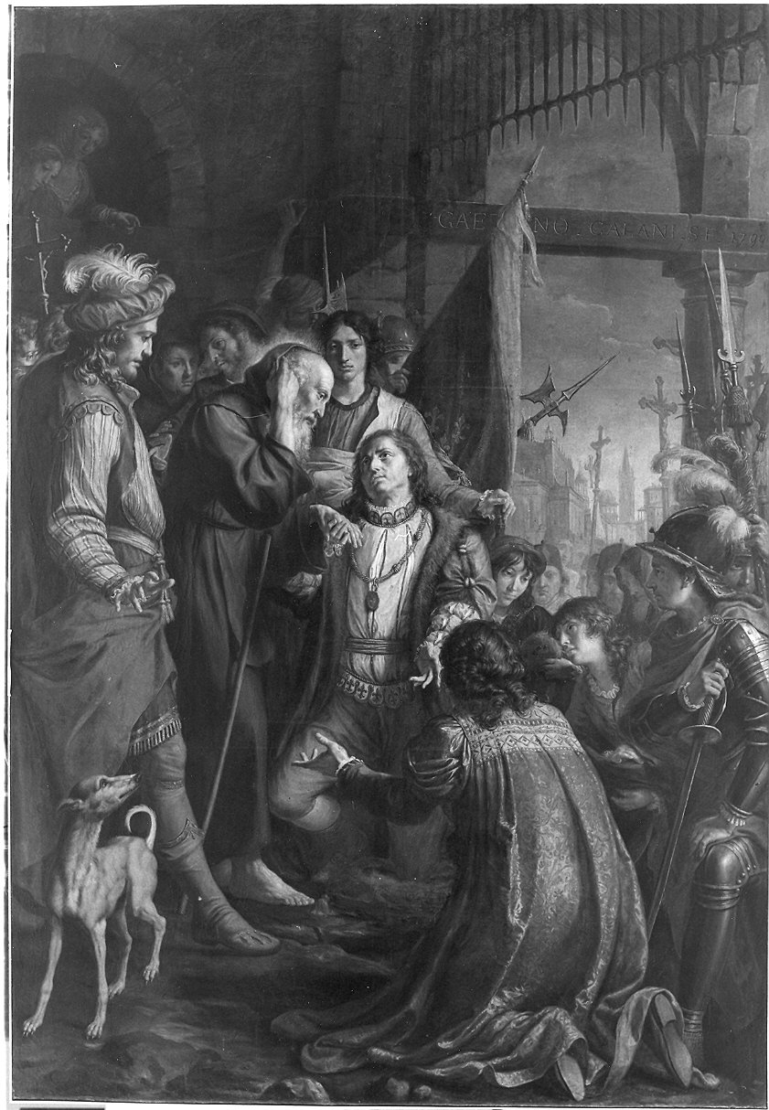 San Franceso di Paola e Luigi XI re di Francia (dipinto) di Callani Gaetano (sec. XVIII)