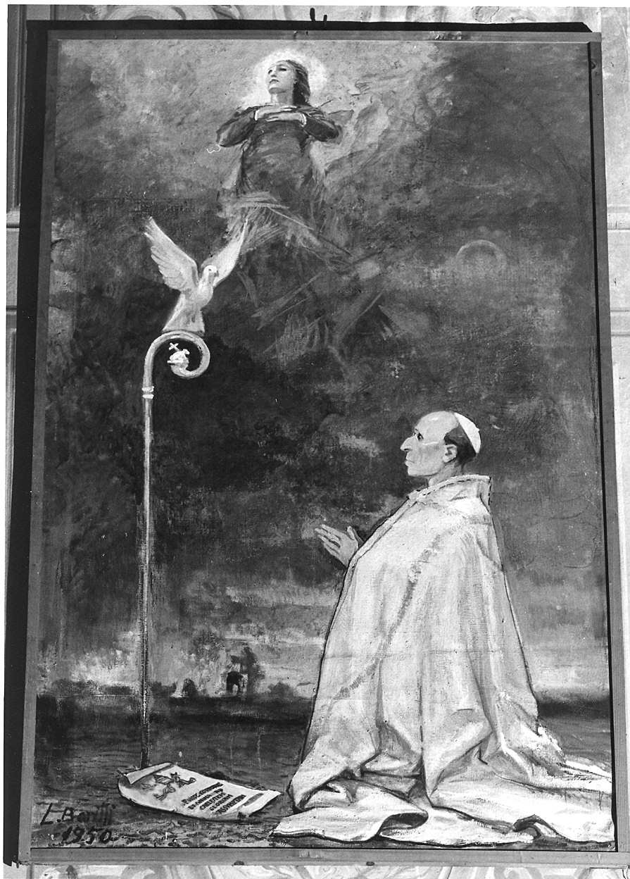 papa Pio XII in preghiera (dipinto) di Barilli Latino (sec. XX)