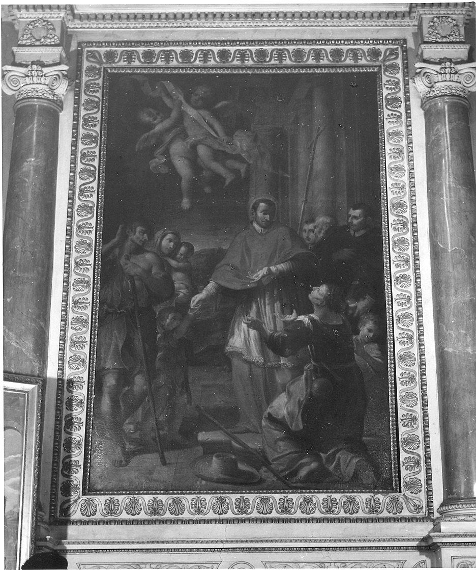 San Carlo Borromeo con sacerdoti tra i poveri (dipinto) di Oddi Mauro (seconda metà sec. XVII)