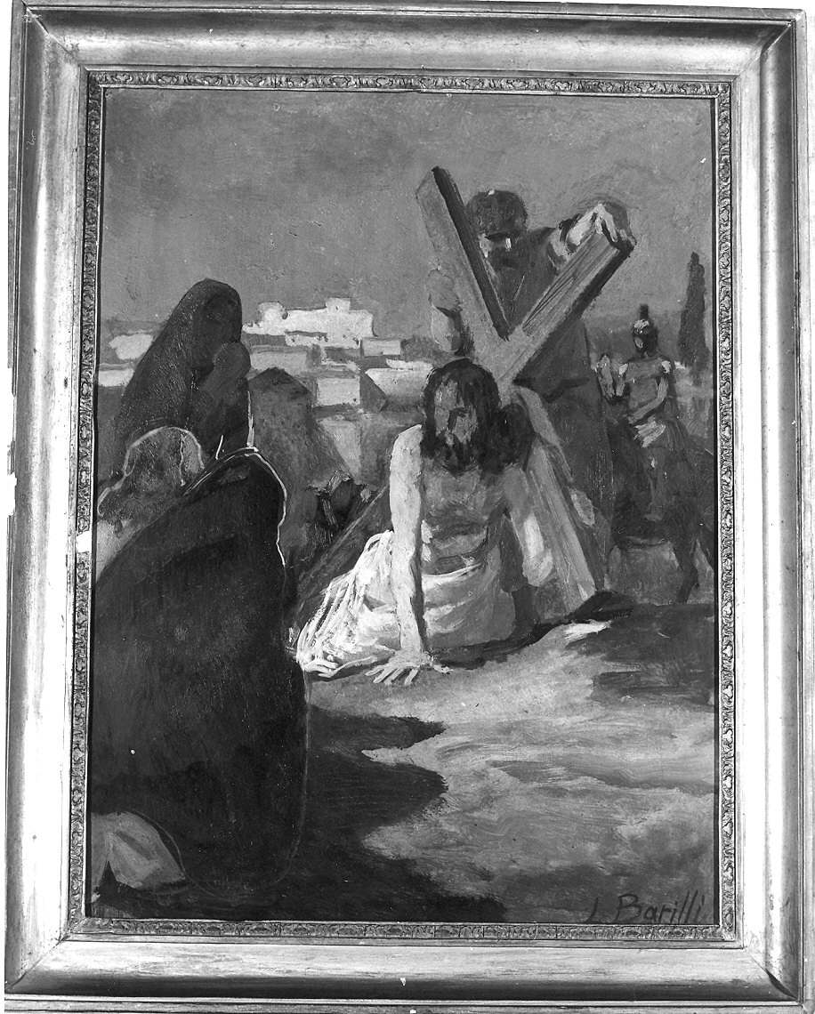 Cristo cade sotto la croce (dipinto) di Barilli Latino (sec. XX)