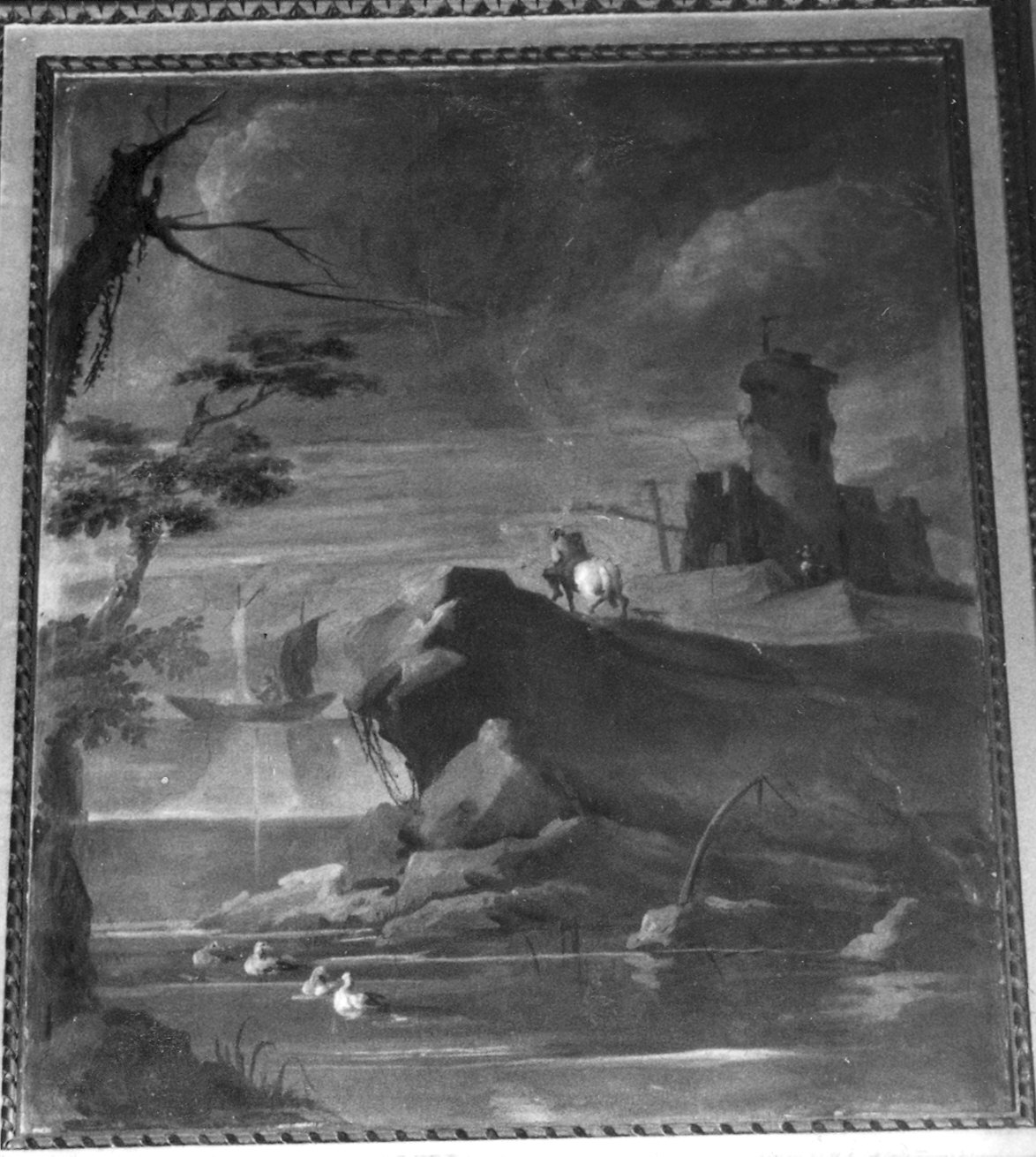 paesaggio lacustre (dipinto, ciclo) - ambito emiliano-lombardo (seconda metà sec. XVIII)