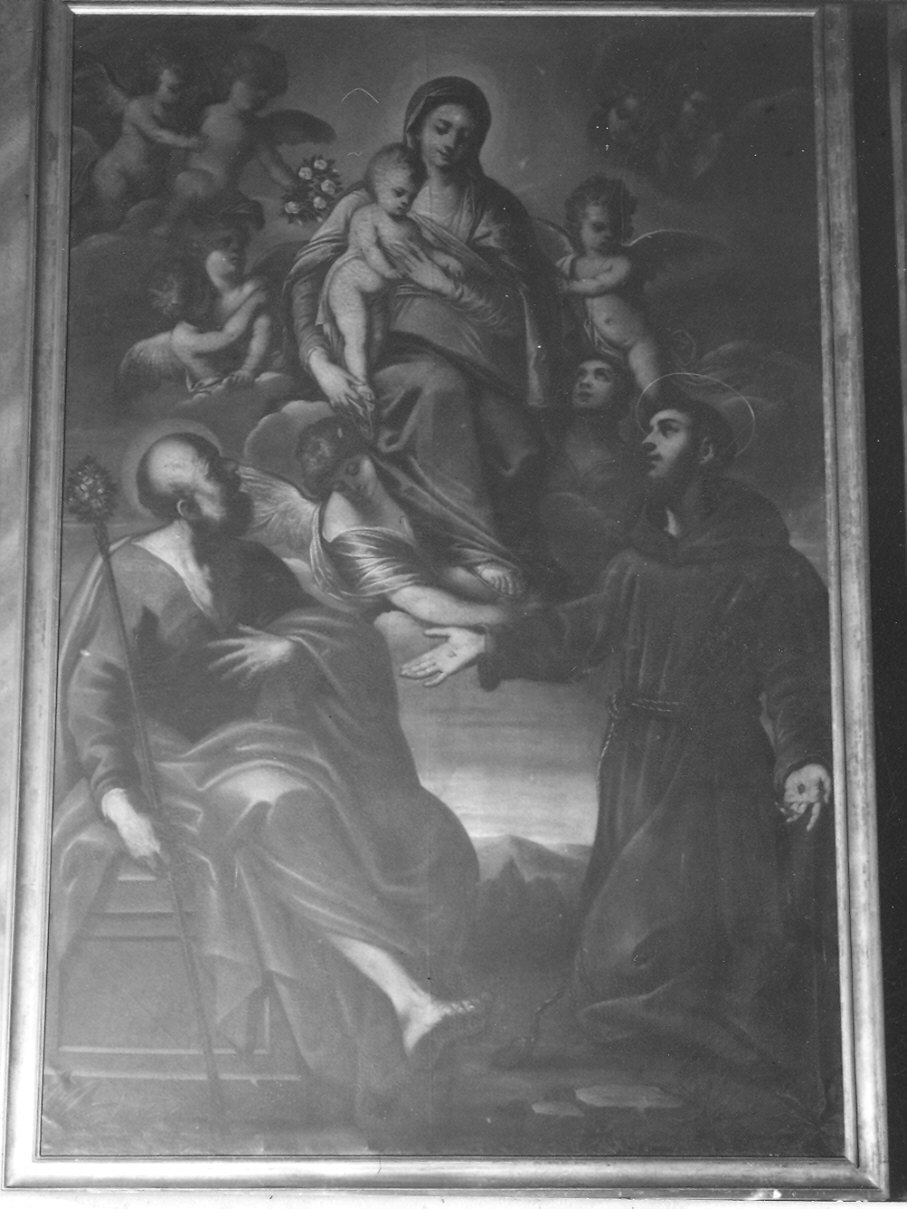 Madonna in gloria con Bambino e i Santi Giuseppe e Francesco (dipinto) di Lagori Antonio (attribuito) (sec. XVII)