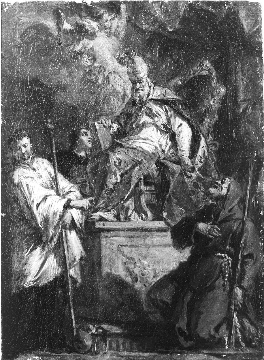 San Gregorio Magno in trono con i Santi Stanislao Kosra, Luigi Gonzaga e Francesco di Paola (dipinto) di Fontebasso Francesco (sec. XVIII)