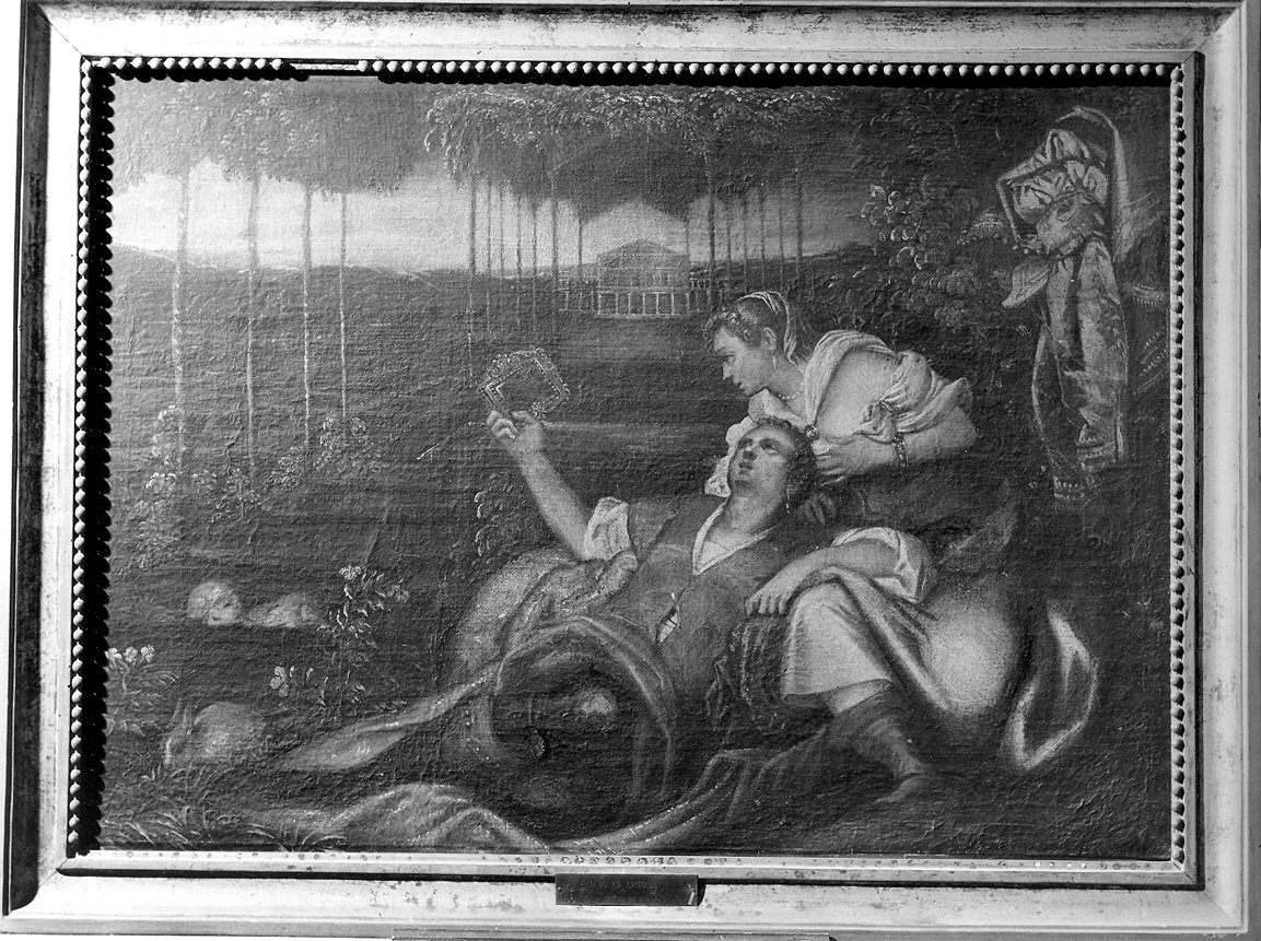 Rinaldo e Armida nel giardino incantato (dipinto, pendant) di Toeput Lodewyk detto Pozzoserrato (ultimo quarto sec. XVI)