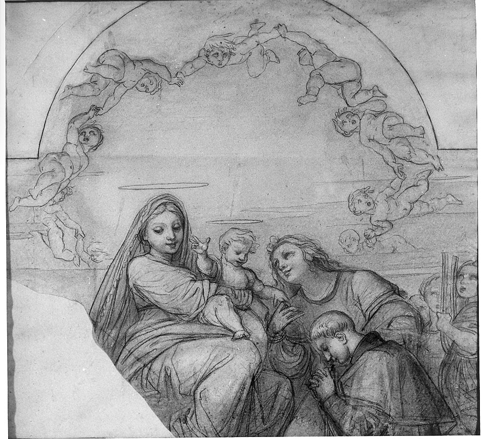 Madonna con Bambino e i Santi Caterina e Luigi Gonzaga (dipinto) di Borghesi Giovan Battista (prima metà sec. XIX)