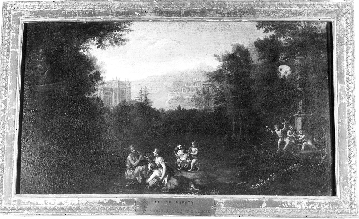 Felice evento, Paesaggio (dipinto, pendant) di Lauri Filippo (attribuito) (ultimo quarto sec. XVII)