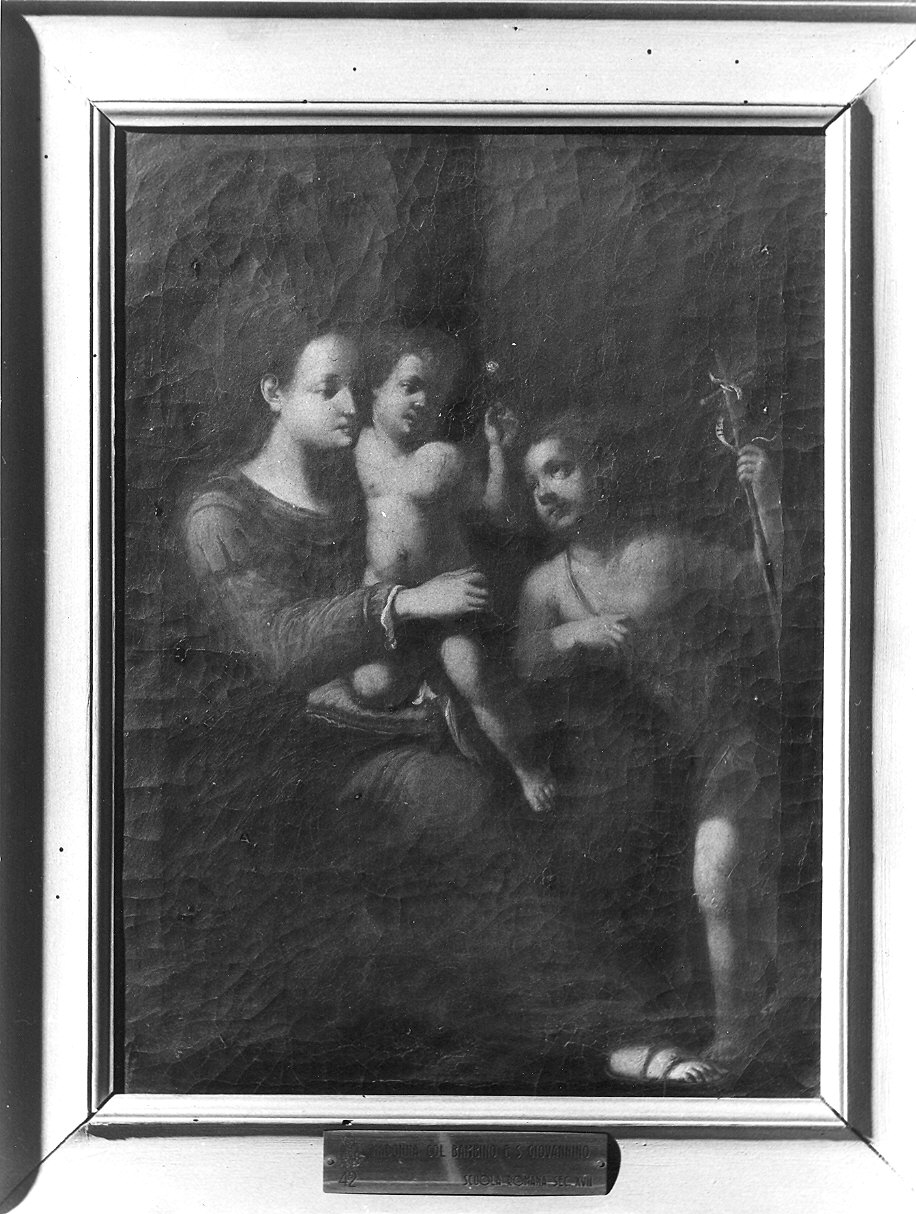 Madonna con Bambino e San Giovannino (dipinto) di Bambini Jacopo (maniera) (primo quarto sec. XVII)