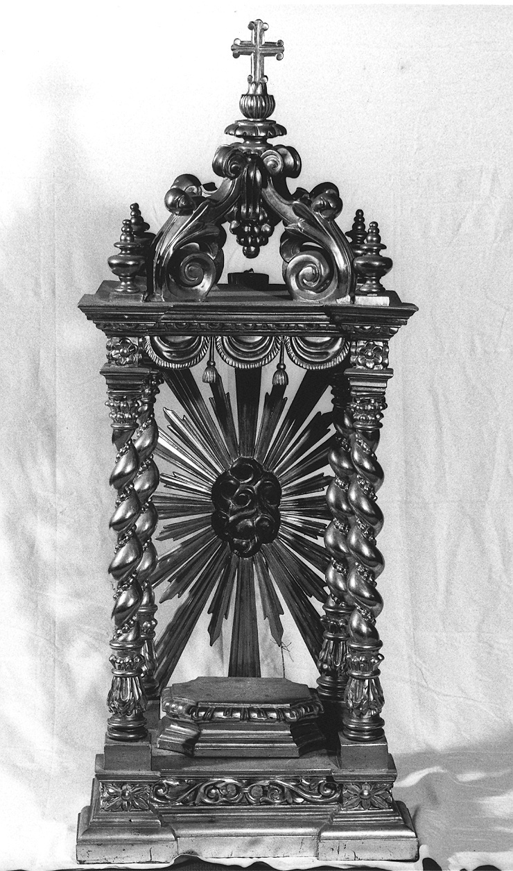 tronetto per esposizione eucaristica - a tempietto - produzione parmense (inizio sec. XX)