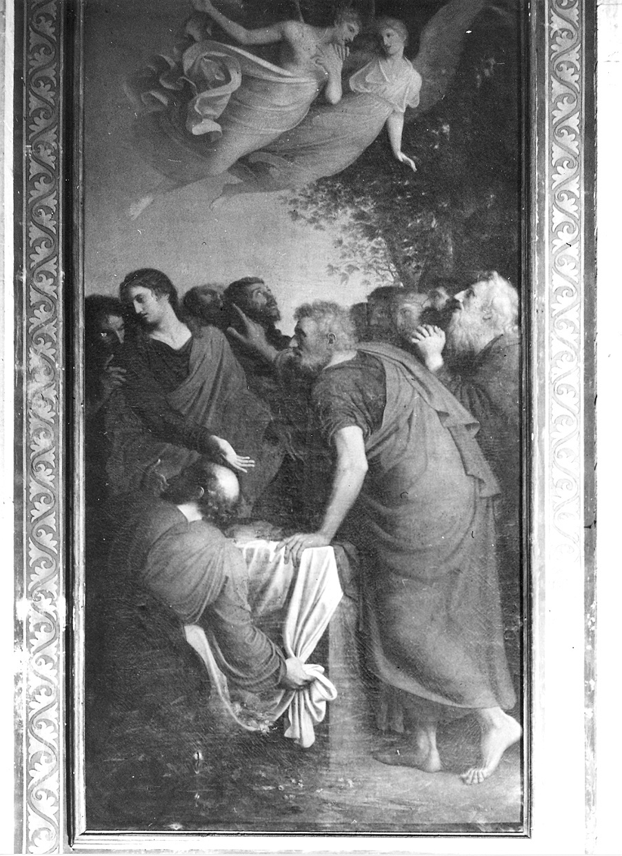 apostoli intorno al sepolcro vuoto e colmo di fiori della Madonna (dipinto) di Landi Gaspare (secc. XVIII/ XIX)