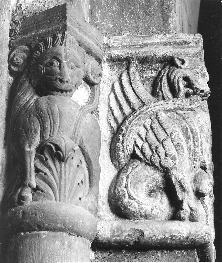 capitello, elemento d'insieme - bottega piacentina (sec. XII)