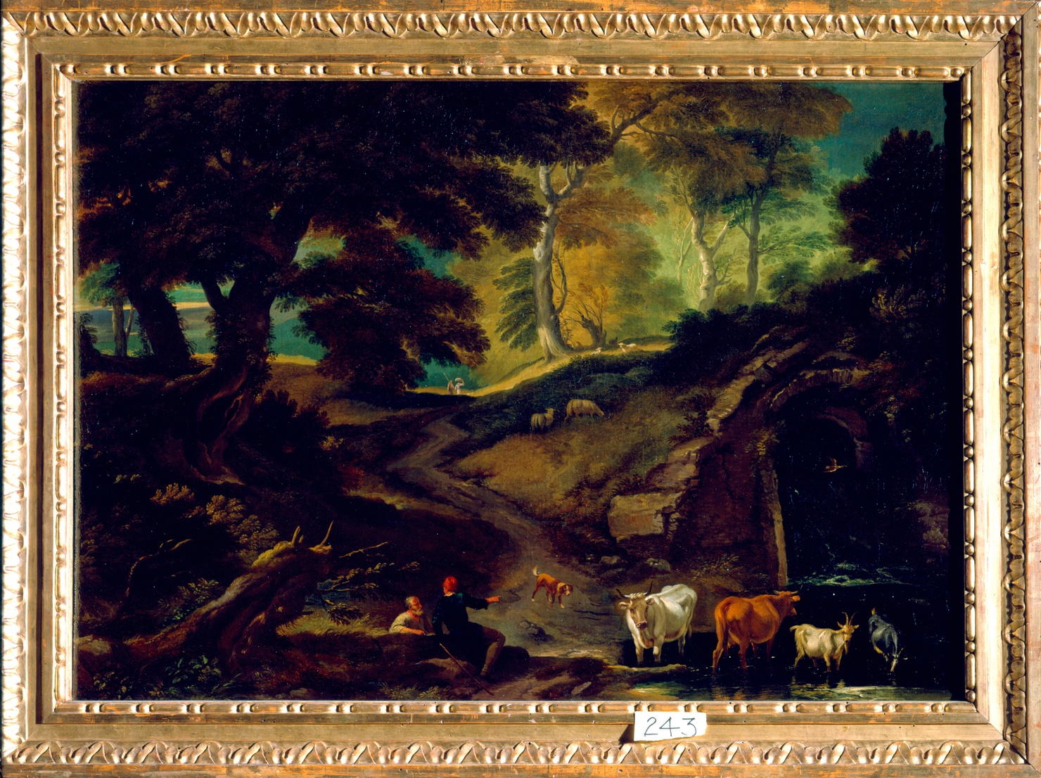 interno di un bosco con pastori (dipinto, coppia) di Mulier Pieter il Giovane detto Cavalier Tempesta (sec. XVII)