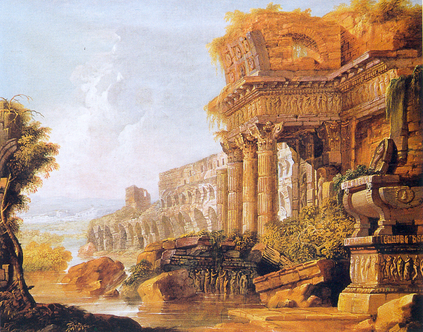 rovine romane (dipinto) di Caccianiga Carlo (sec. XVIII)