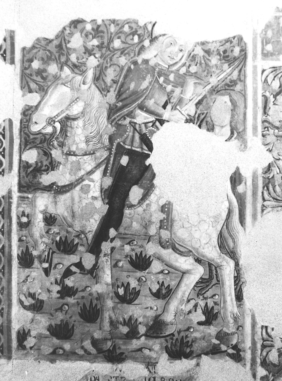 San Martino dona parte del mantello al povero (decorazione pittorica) - ambito parmense (sec. XV)