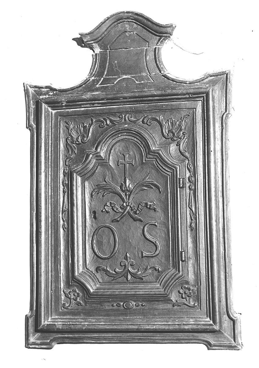 anta di armadietto per oli santi - ambito parmense (sec. XVIII)