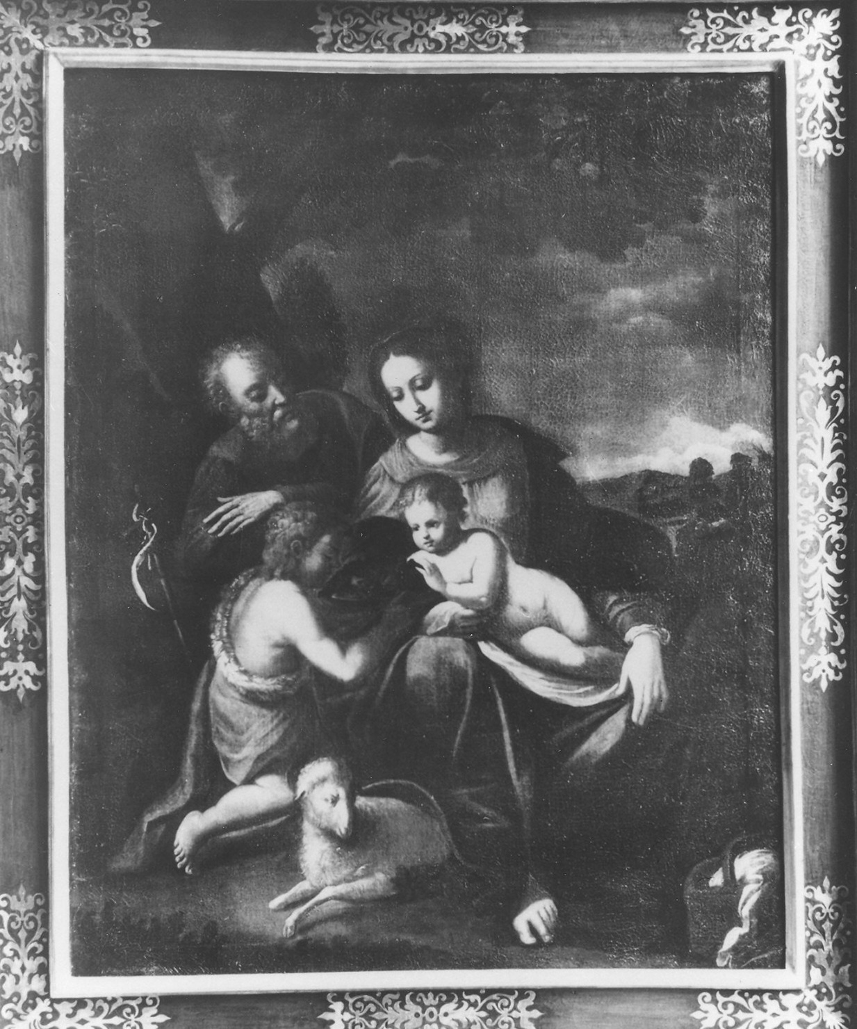 Sacra Famiglia con San Giovannino (dipinto) di Samacchini Orazio (attribuito) (terzo quarto sec. XVI)