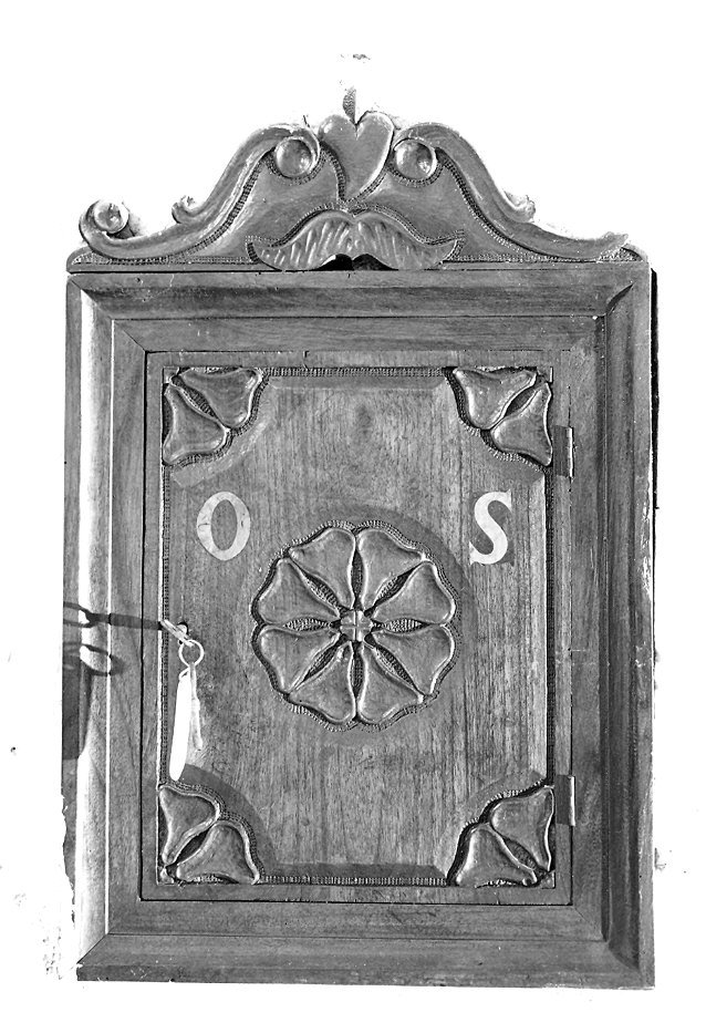 anta di armadietto per oli santi - ambito emiliano (sec. XIX)