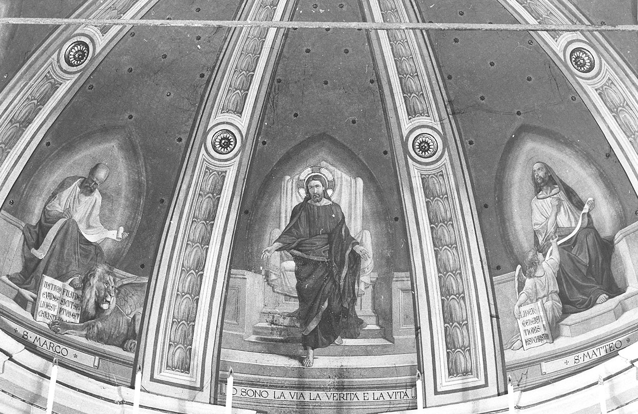 Cristo e i quattro Evangelisti (decorazione pittorica, complesso decorativo) di Giunti Umberto (sec. XX)