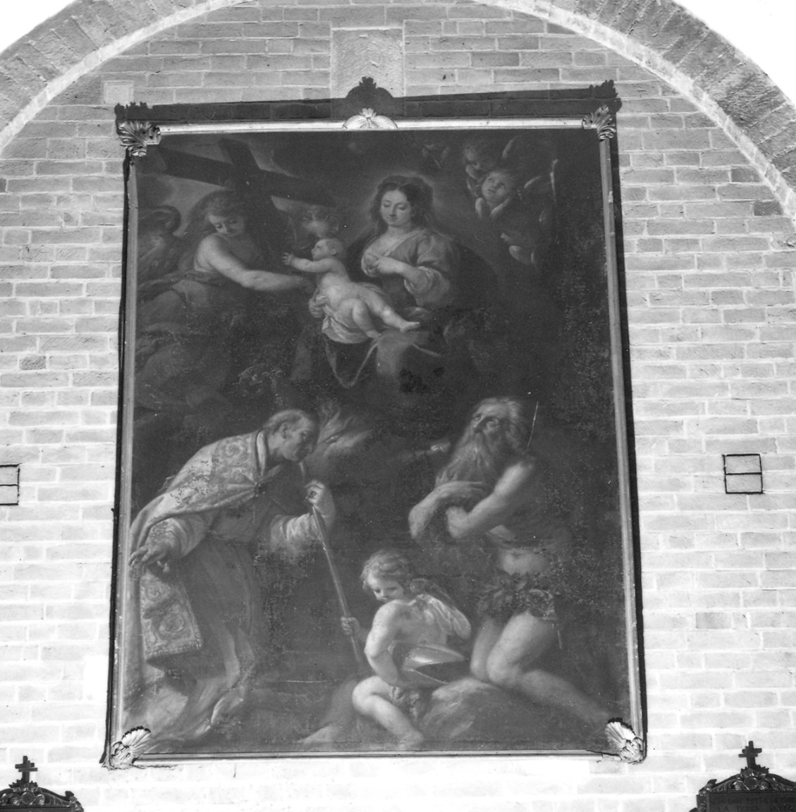 Madonna con Bambino e Santi Onofrio e Mauro (dipinto) di Nuvolone Giuseppe (attribuito) (seconda metà sec. XVII)