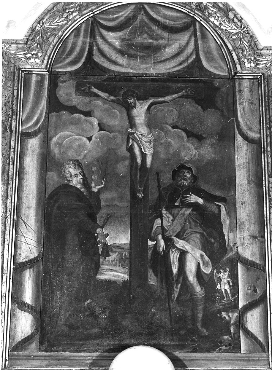 Cristo crocifisso tra Sant'Antonio Abate e San Rocco (dipinto) - ambito parmense (fine/inizio secc. XVI/ XVII)