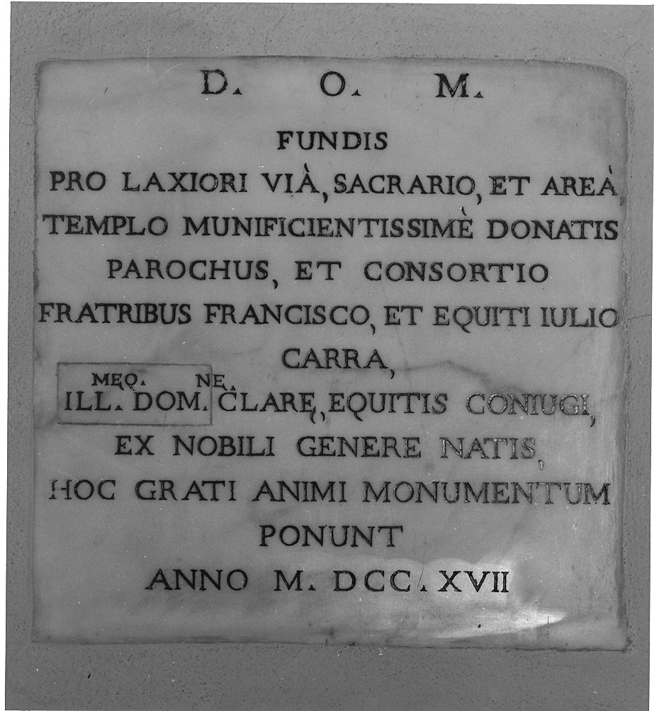 lapide documentaria - ambito parmense (sec. XVIII)