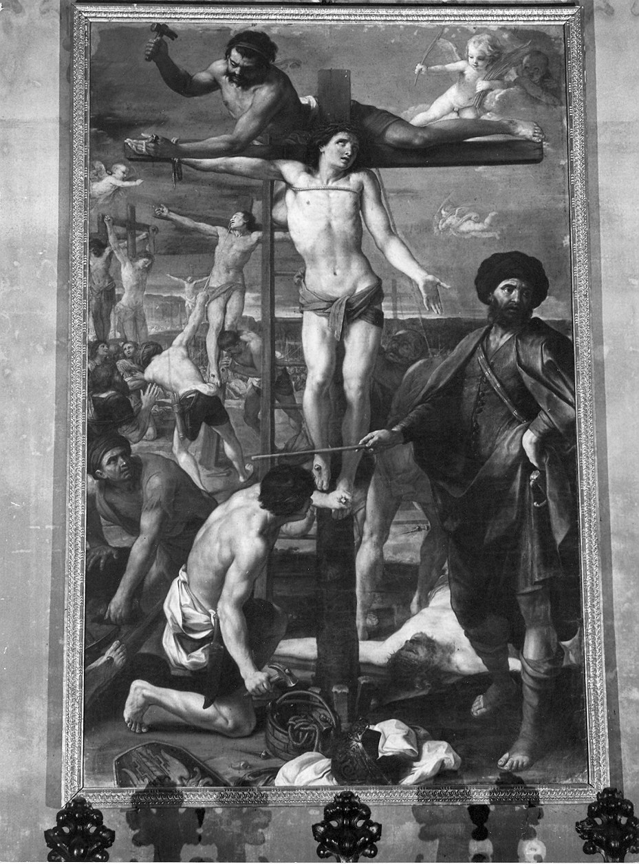 Martirio di Sant'Acacio e dei dieci martiri crocifissi (dipinto) di Sirani Elisabetta (attribuito) (terzo quarto sec. XVII)