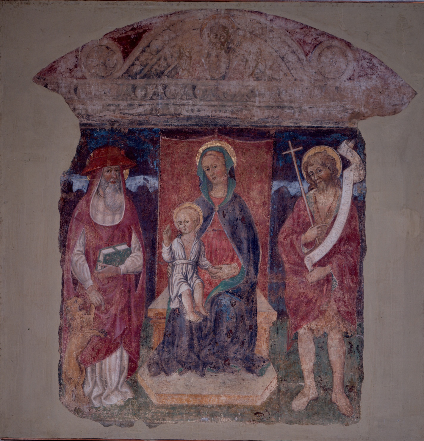 Madonna col Bambino fra santi Gerolamo e Giovanni Battista (dipinto) di Loschi Jacopo (sec. XV)