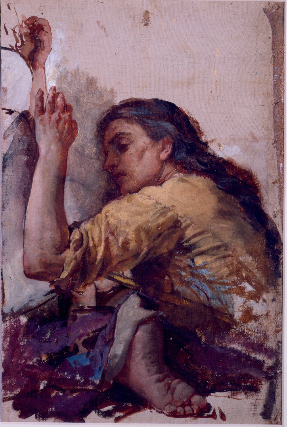 Studio di donna orante (dipinto) di Barilli Cecrope (ultimo quarto sec. XIX)