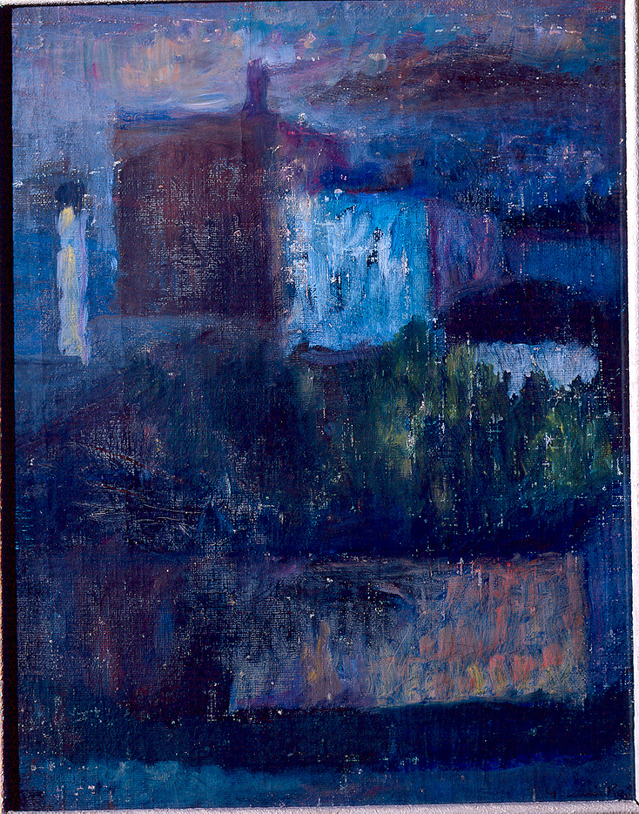 Paesaggio pugliese (dipinto) di Re Geremia (prima metà sec. XX)