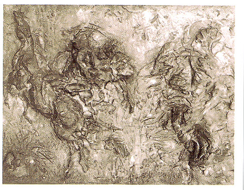 Cavaliere nella boscaglia (rilievo) di Santachiara Carlo (sec. XX)