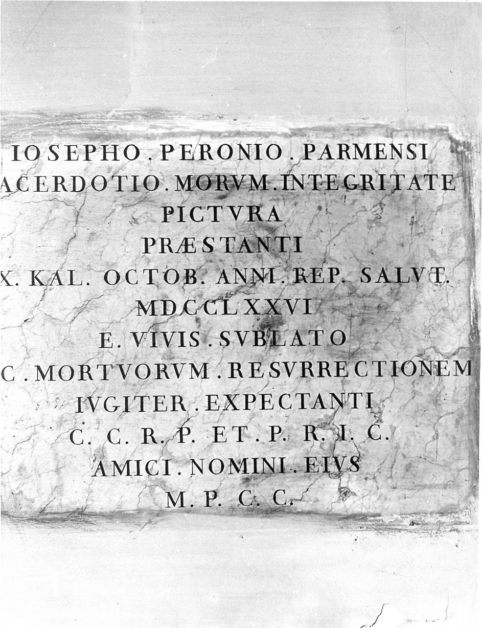 lapide commemorativa - ambito parmense (sec. XVIII)