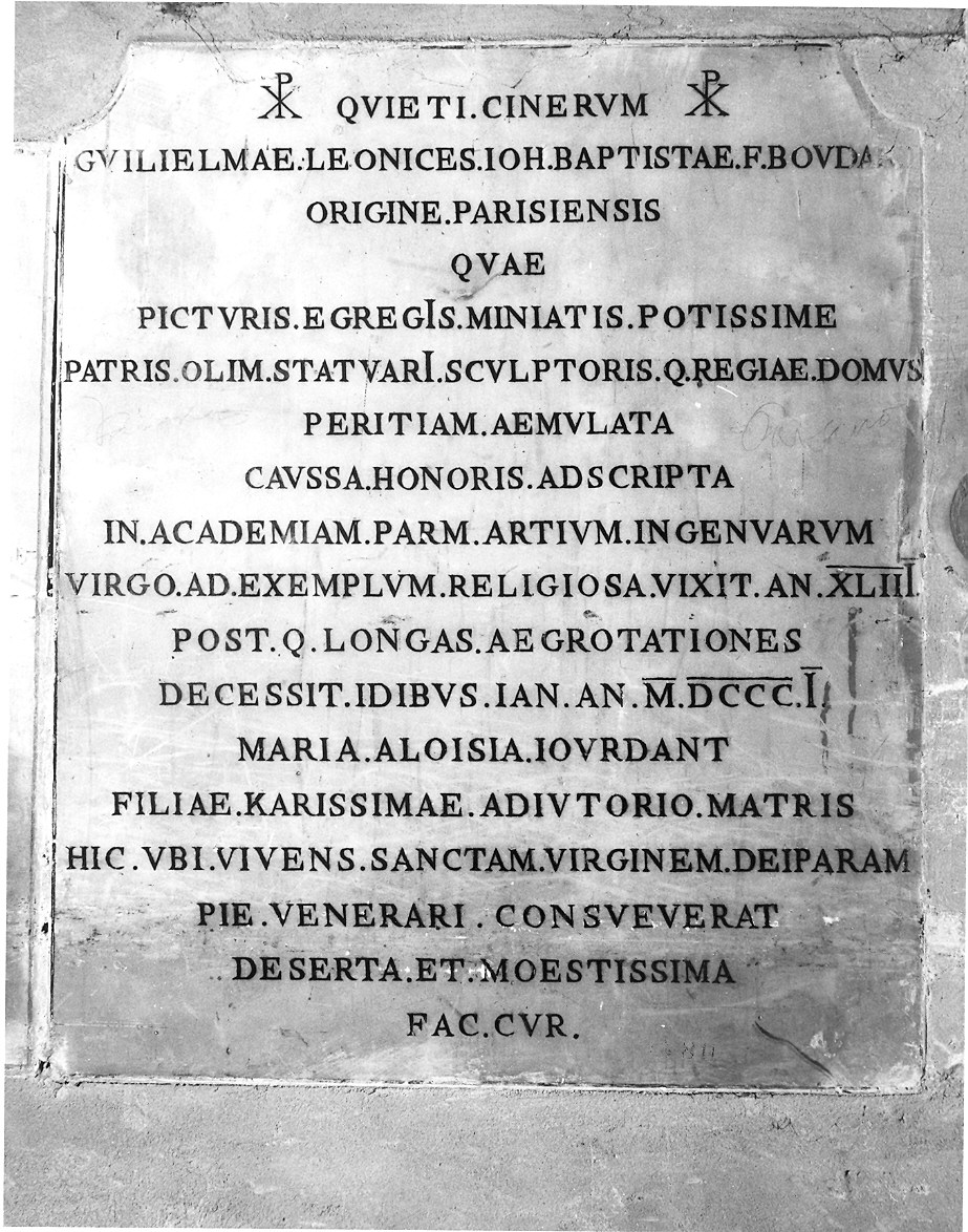 lapide commemorativa - ambito parmense (sec. XIX)