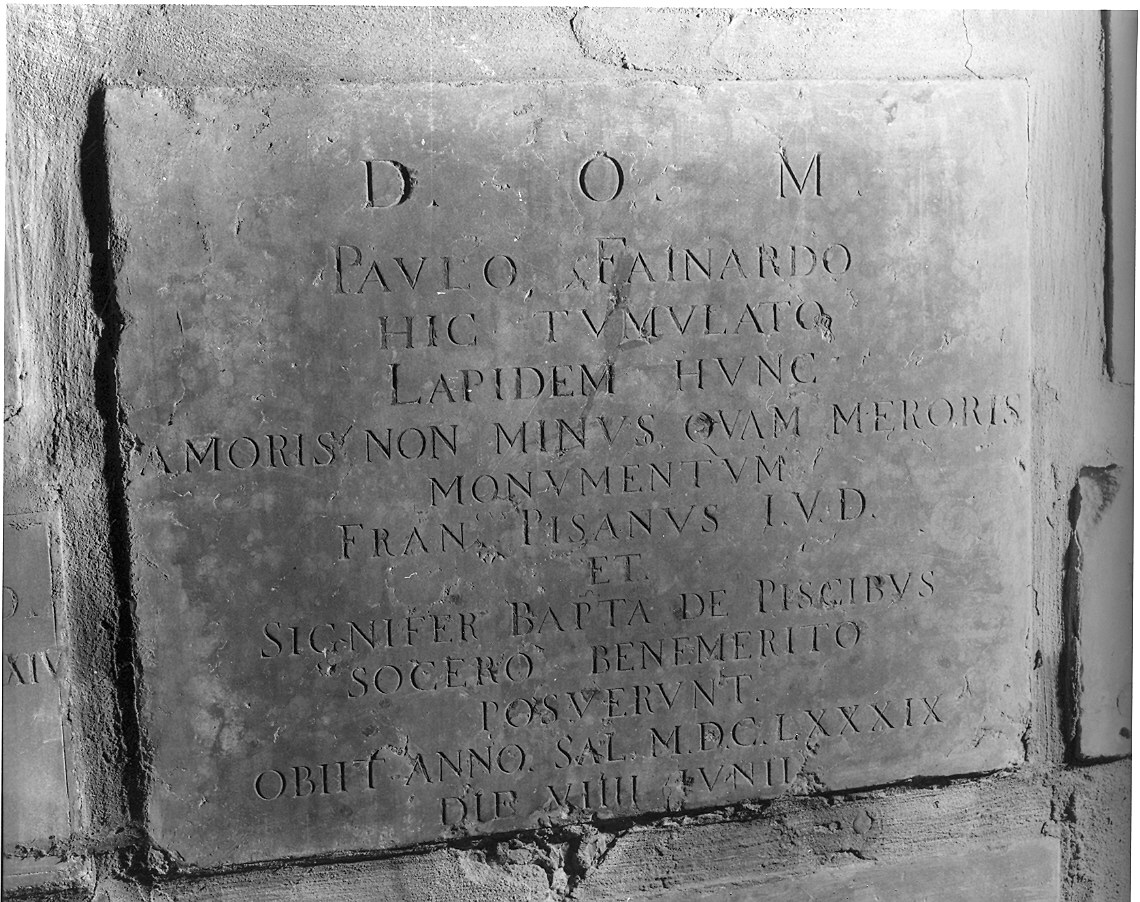 lapide commemorativa - ambito parmense (sec. XVII)