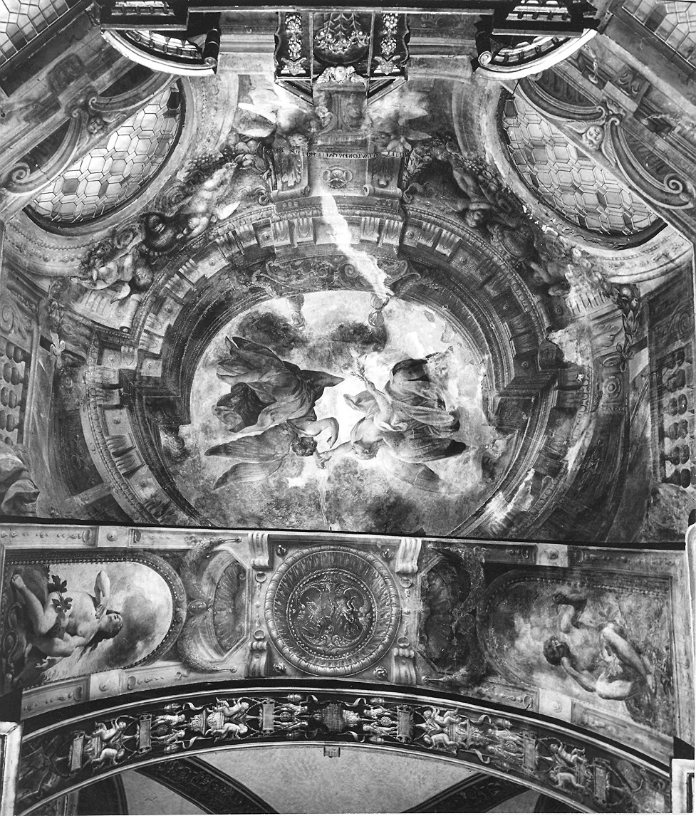 due angeli in un occhio di cielo (dipinto) di Colonna Angelo Michele, Alboresi Giacomo (sec. XVII)