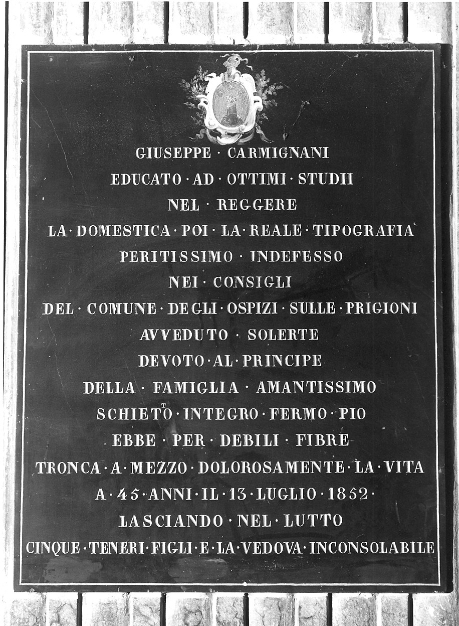 lapide commemorativa - ambito parmense (sec. XIX)