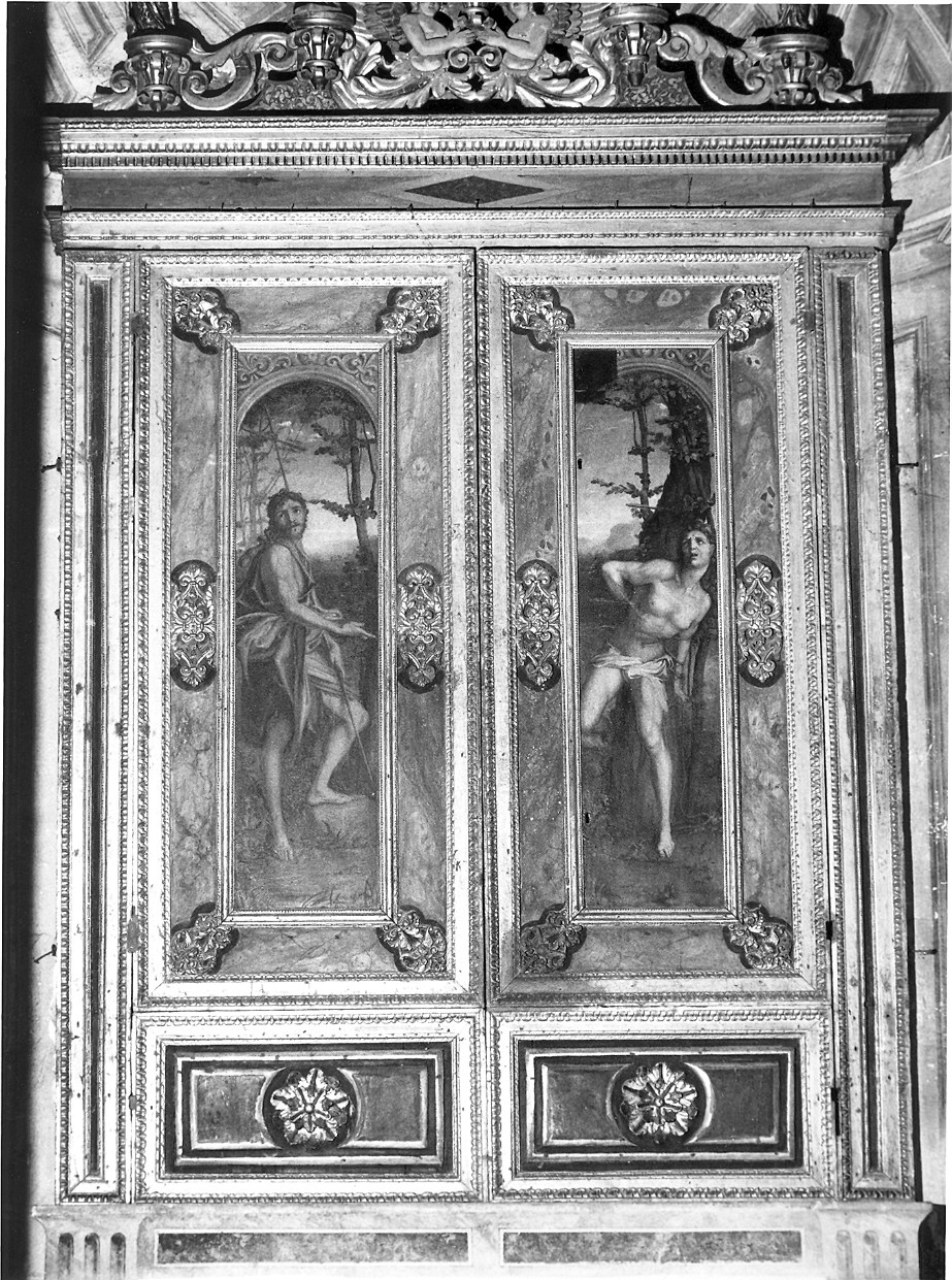 San Sebastiano (anta a sinistra)//San Giovanni Evangelista (anta a destra) (dipinto, coppia) di Anselmi Michelangelo detto Michelangelo da Lucca (attribuito) (sec. XVI)