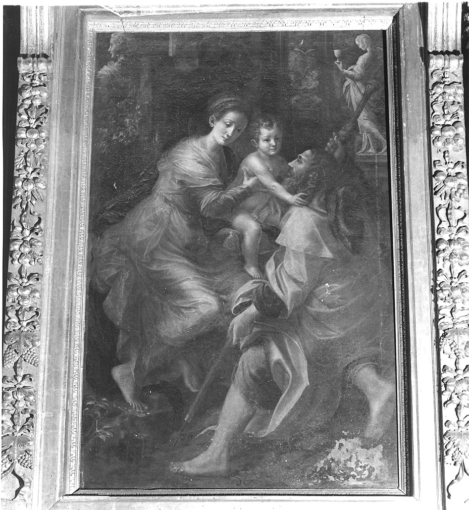 Madonna con Bambino e San Giacomo Maggiore (dipinto) di Mazzola Bedoli Girolamo (sec. XVI)