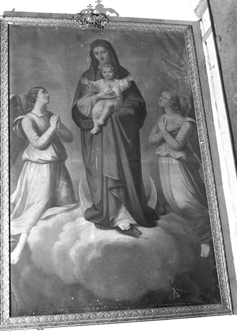 Madonna del Sacro Cuore di Gesù con due angeli (dipinto) - ambito piacentino (sec. XIX)