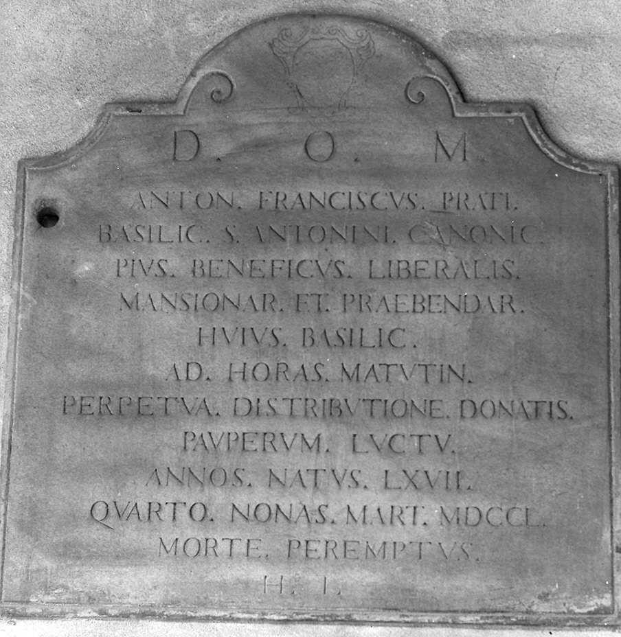 lastra tombale - ambito emiliano (sec. XVIII)