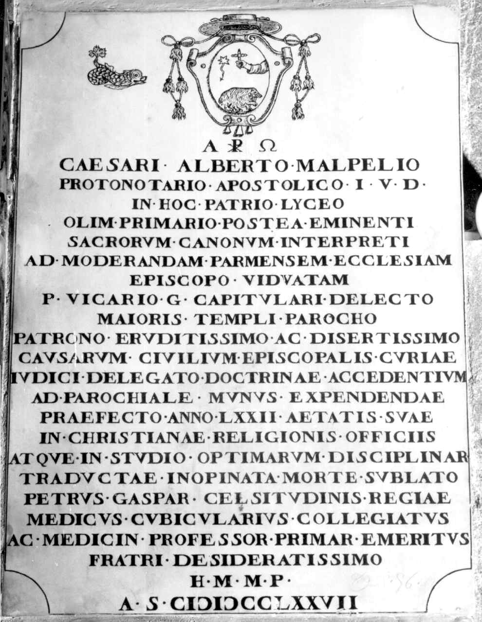 lapide commemorativa - ambito parmense (ultimo quarto sec. XVIII)