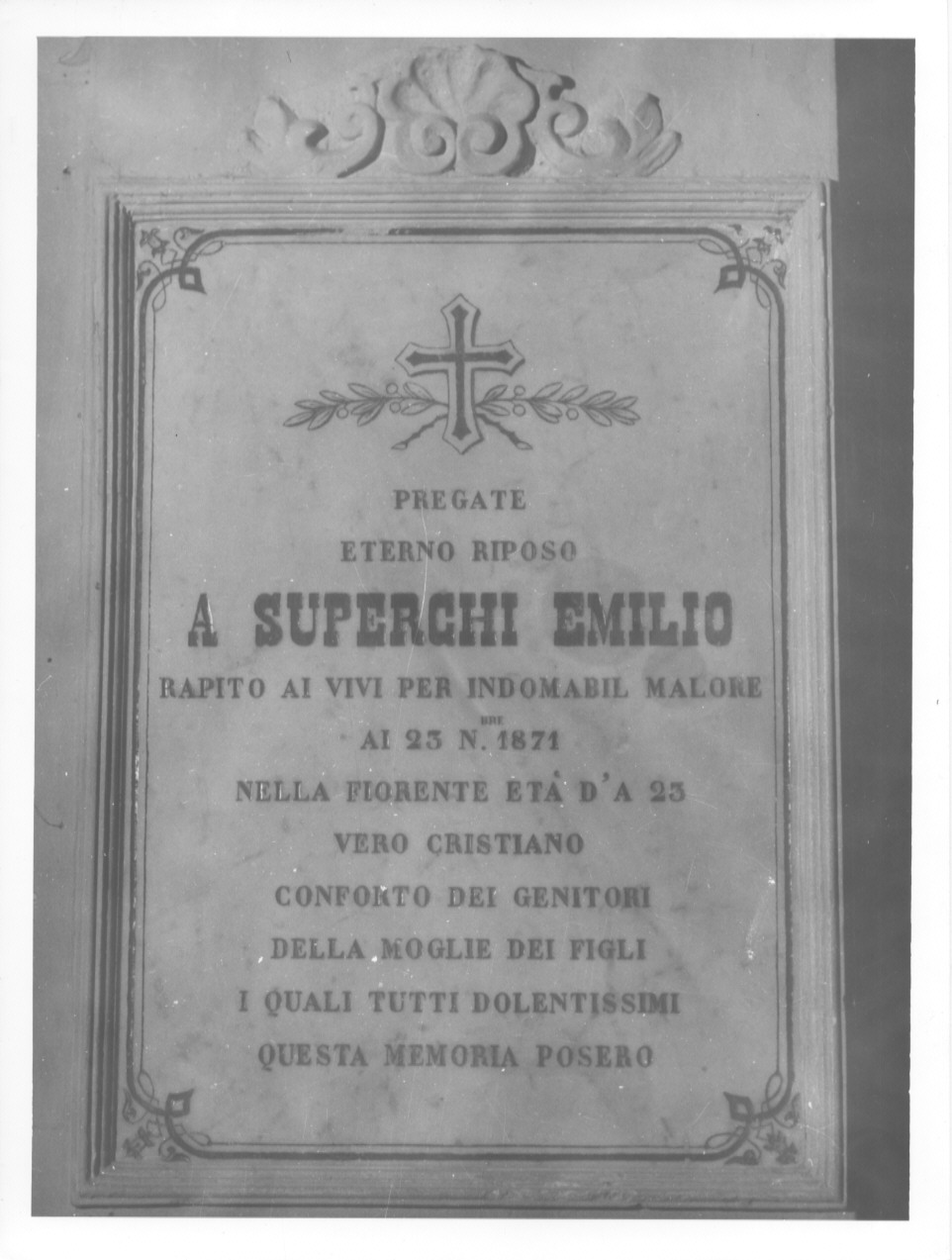 lapide tombale - bottega parmense (terzo quarto sec. XIX)